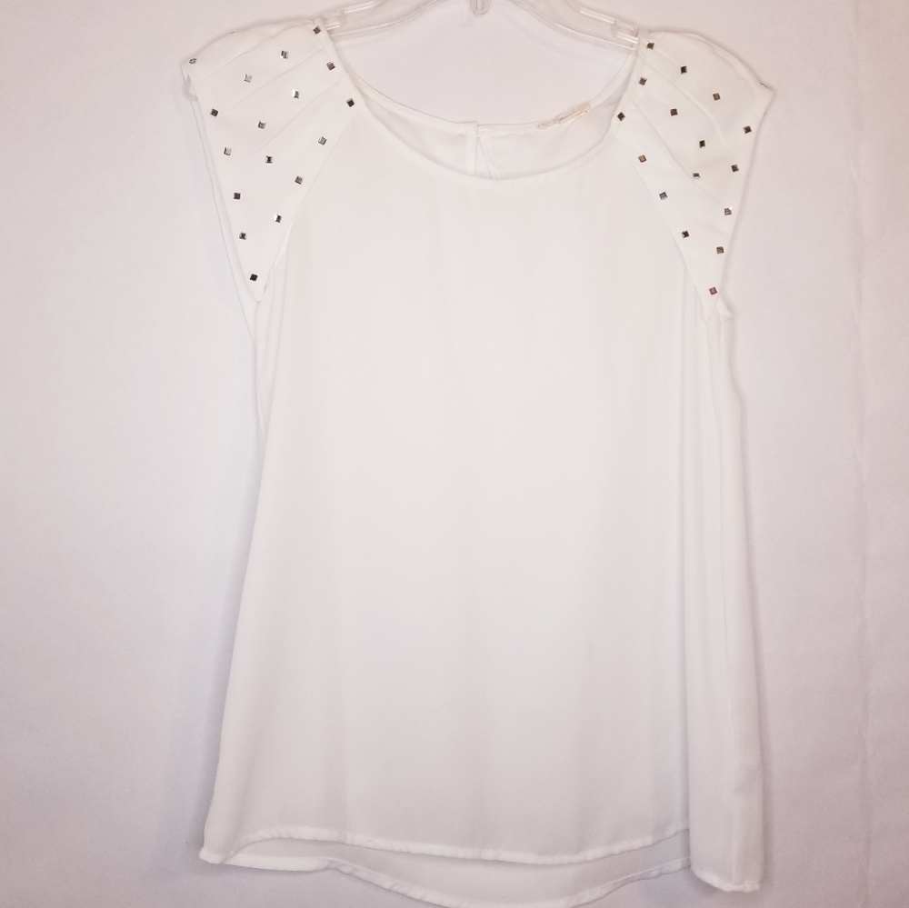White Flutter Sleeveless Blouse